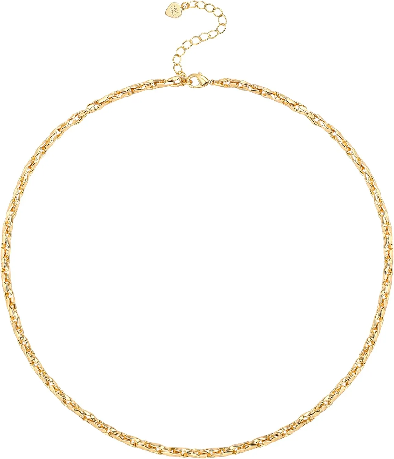 Aobei Pearl 18K Gold Paperclip Chain Choker Satellite Chain Biwa Pearl Pendant Necklace Dainty Jewelry for Women