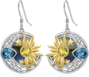 AOBOCO 925 Sterling Silver Sun and Moon Star Earrings Birthday Christmas Valentines Day Mothers Day Jewelry Gift for Women Girls Mom