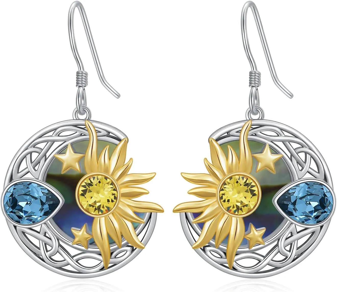 AOBOCO 925 Sterling Silver Sun and Moon Star Earrings Birthday Christmas Valentines Day Mothers Day Jewelry Gift for Women Girls Mom