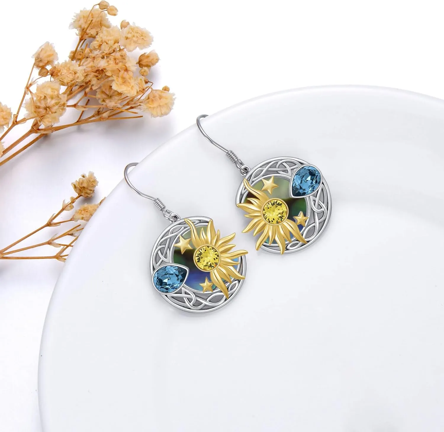 AOBOCO 925 Sterling Silver Sun and Moon Star Earrings Birthday Christmas Valentines Day Mothers Day Jewelry Gift for Women Girls Mom