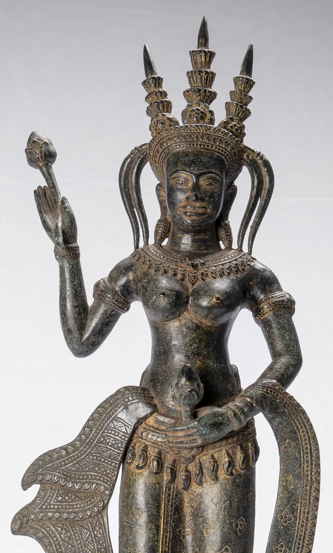 Apsara Statue - Antique Khmer Style Bronze Angkor Wat Apsara or Angel Statue - 61cm/24"