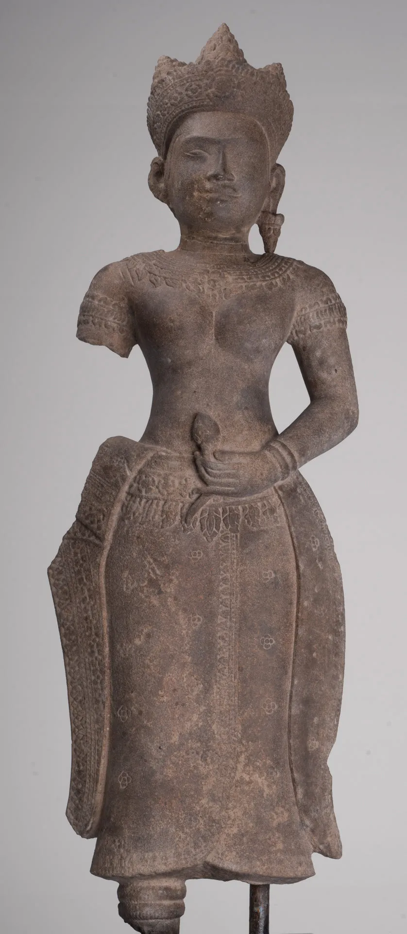 Apsara Statue - Antique Khmer Style Stone Angkor Wat Apsara or Angel Statue - 74cm/30"