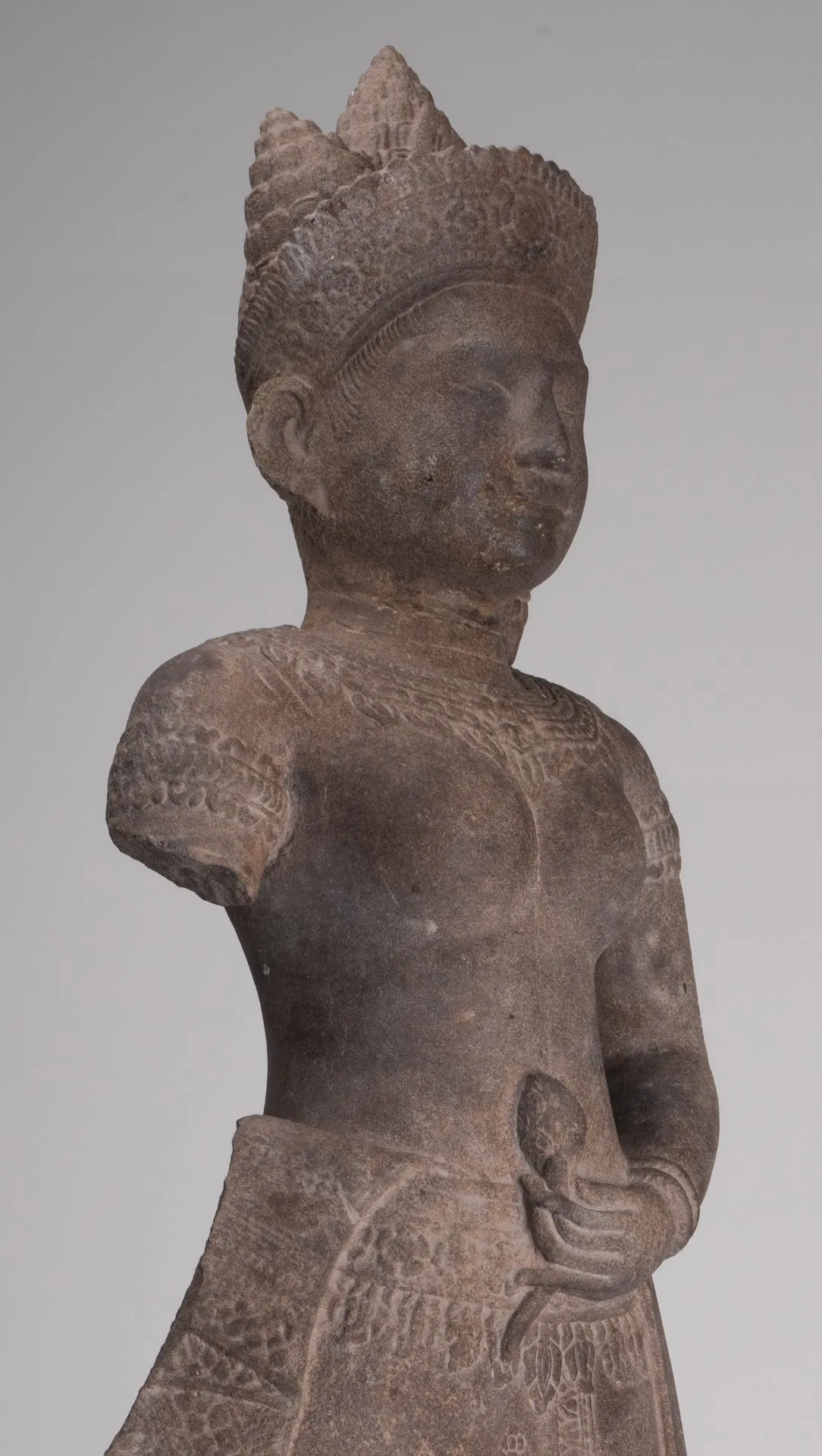 Apsara Statue - Antique Khmer Style Stone Angkor Wat Apsara or Angel Statue - 74cm/30"