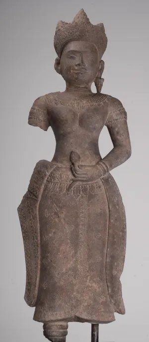 Apsara Statue - Antique Khmer Style Stone Angkor Wat Apsara or Angel Statue - 74cm/30"
