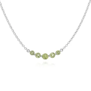 Argent Sterling Cinq Pierre Péridot Rond Dégradé 45cm Collier