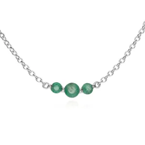 Argent Sterling Trois Pierres Émeraude Rond Dégradé 45cm Collier