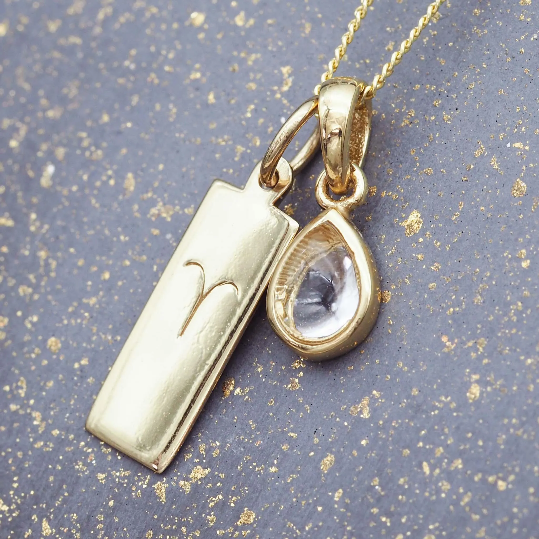 Aries Star Sign and April Birthstone Necklace