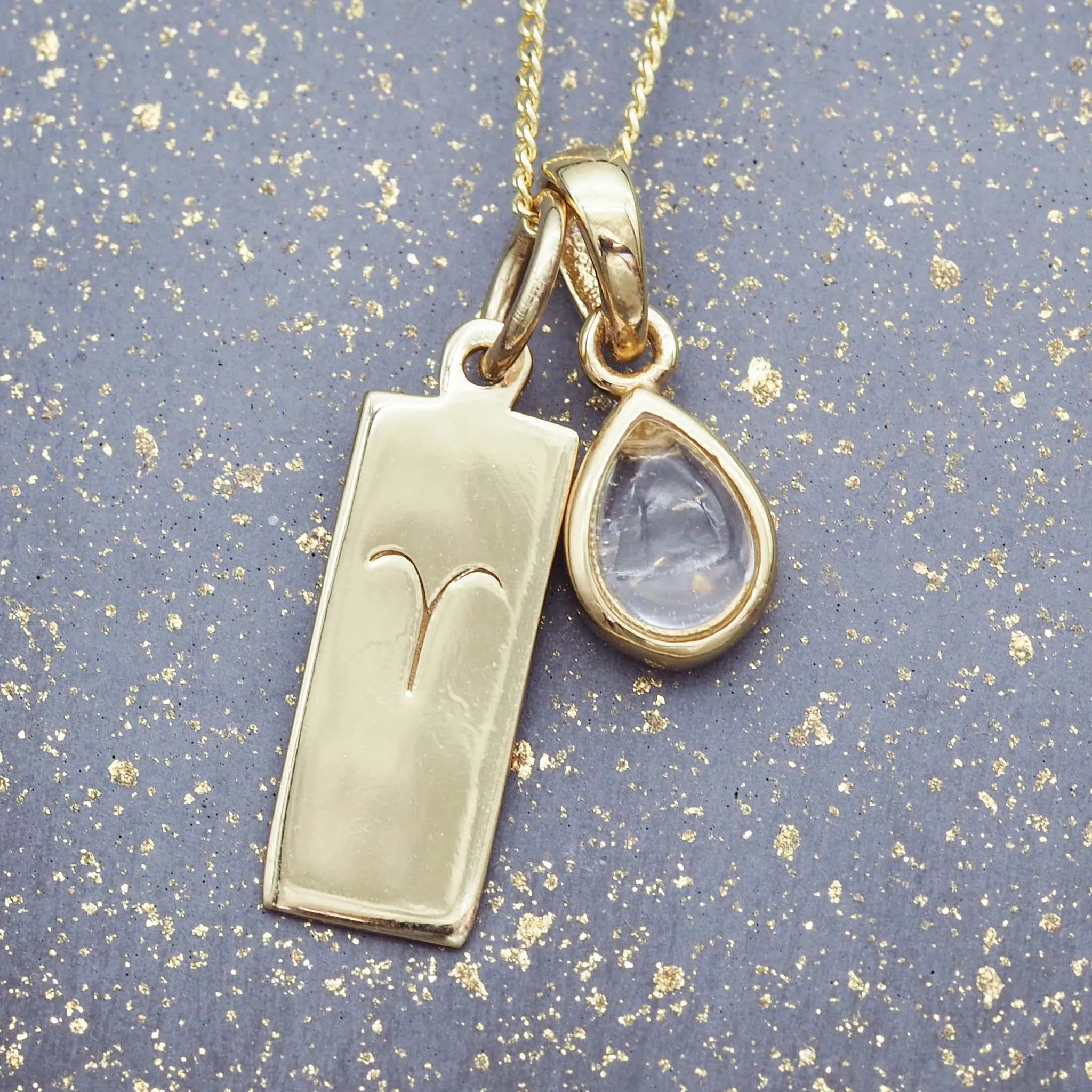 Aries Star Sign and April Birthstone Necklace