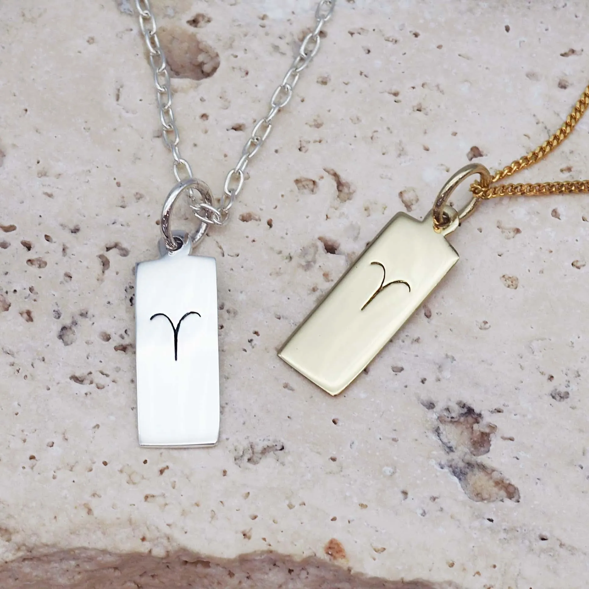 Aries Star Sign and April Birthstone Necklace