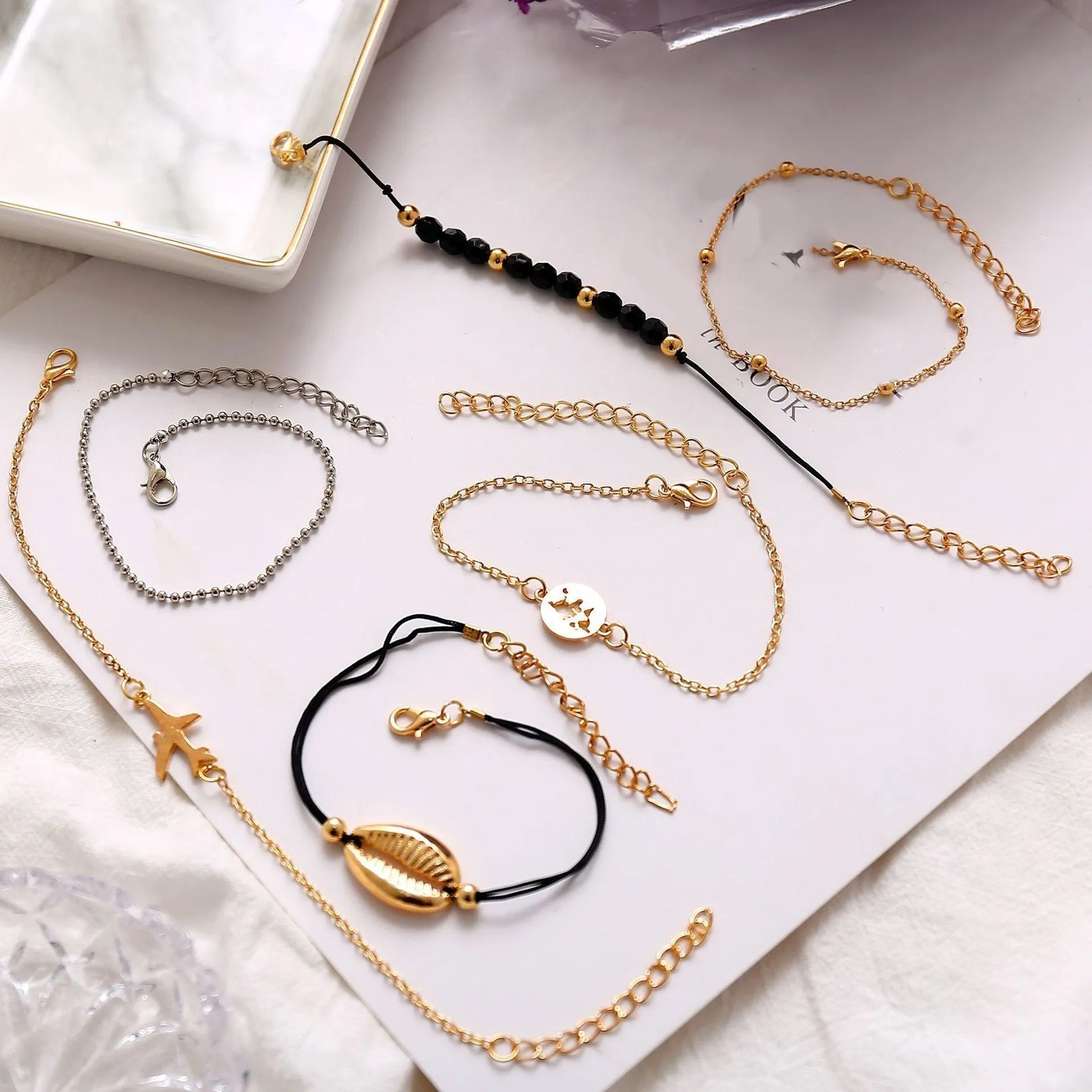Around the World Bracelet Set - 18K Gold Plated, Made in Italy, Hypoallergenic & Comfort Fit Jewelry