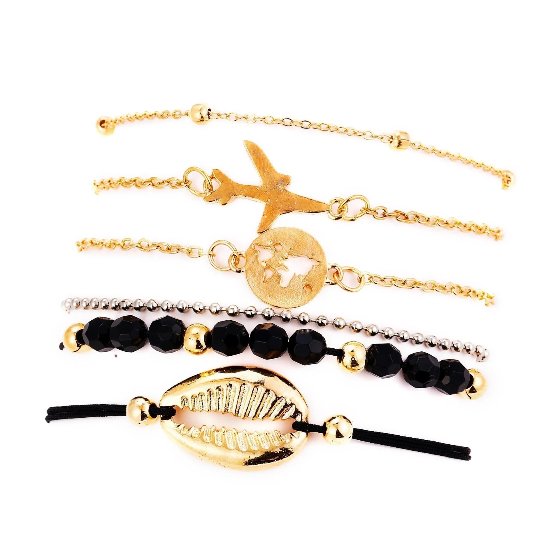 Around the World Bracelet Set - 18K Gold Plated, Made in Italy, Hypoallergenic & Comfort Fit Jewelry