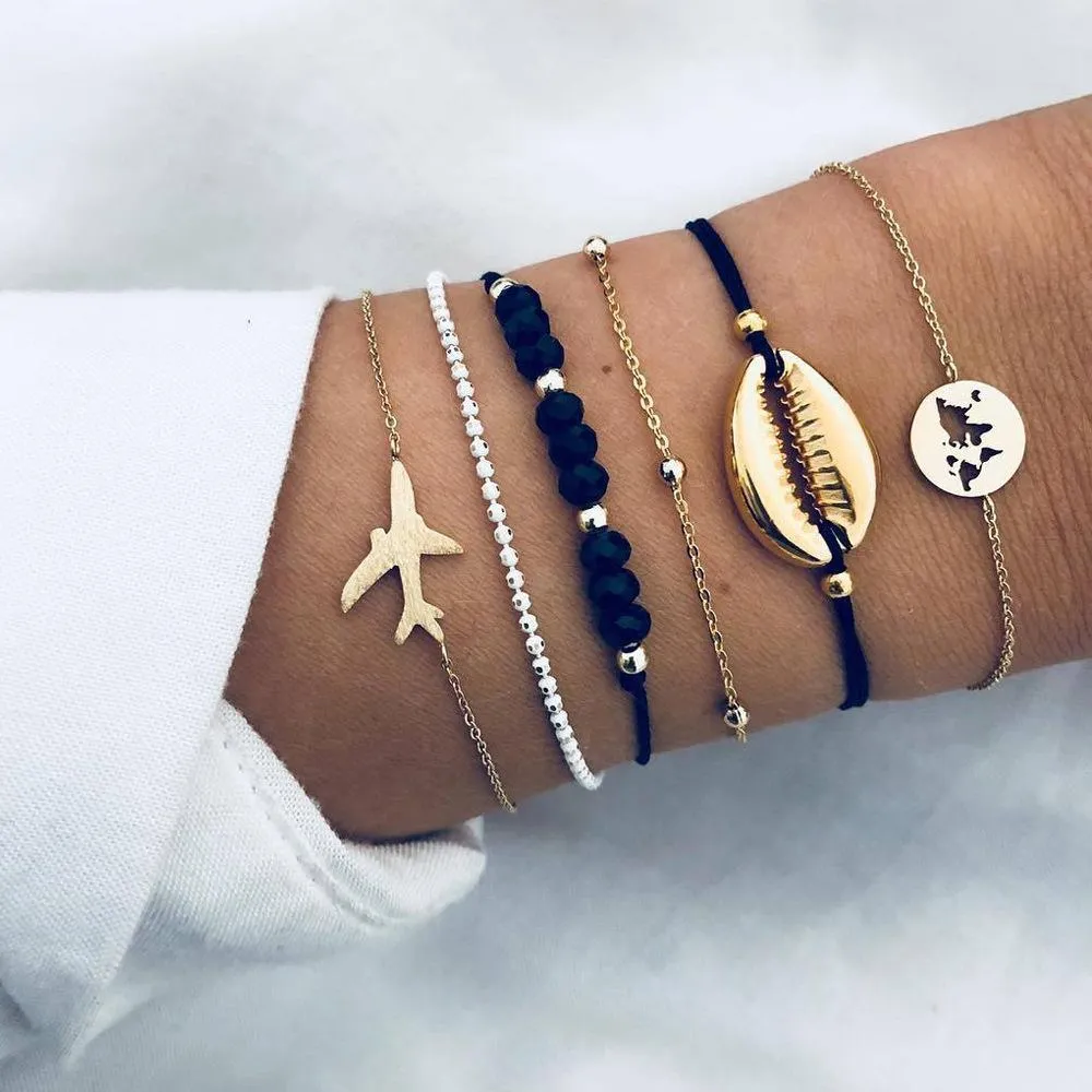 Around the World Bracelet Set - 18K Gold Plated, Made in Italy, Hypoallergenic & Comfort Fit Jewelry