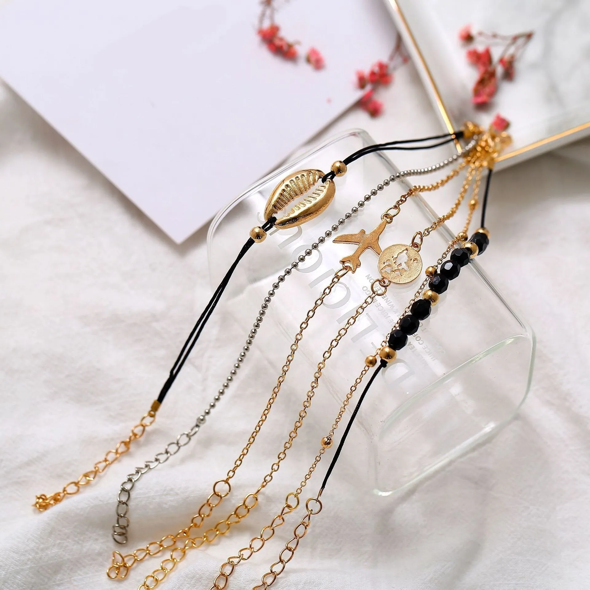 Around the World Bracelet Set - 18K Gold Plated, Made in Italy, Hypoallergenic & Comfort Fit Jewelry