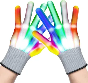 ArtCreativity Cool Toys LED Gloves for Kids, Light Up Gloves for Boys and Girls, Halloween Gifts, Christmas and Birthday Party with 6 Flash Mode for 6 7 8 9 10 11 12 Year - 1 Pair - Fun Toys Gift