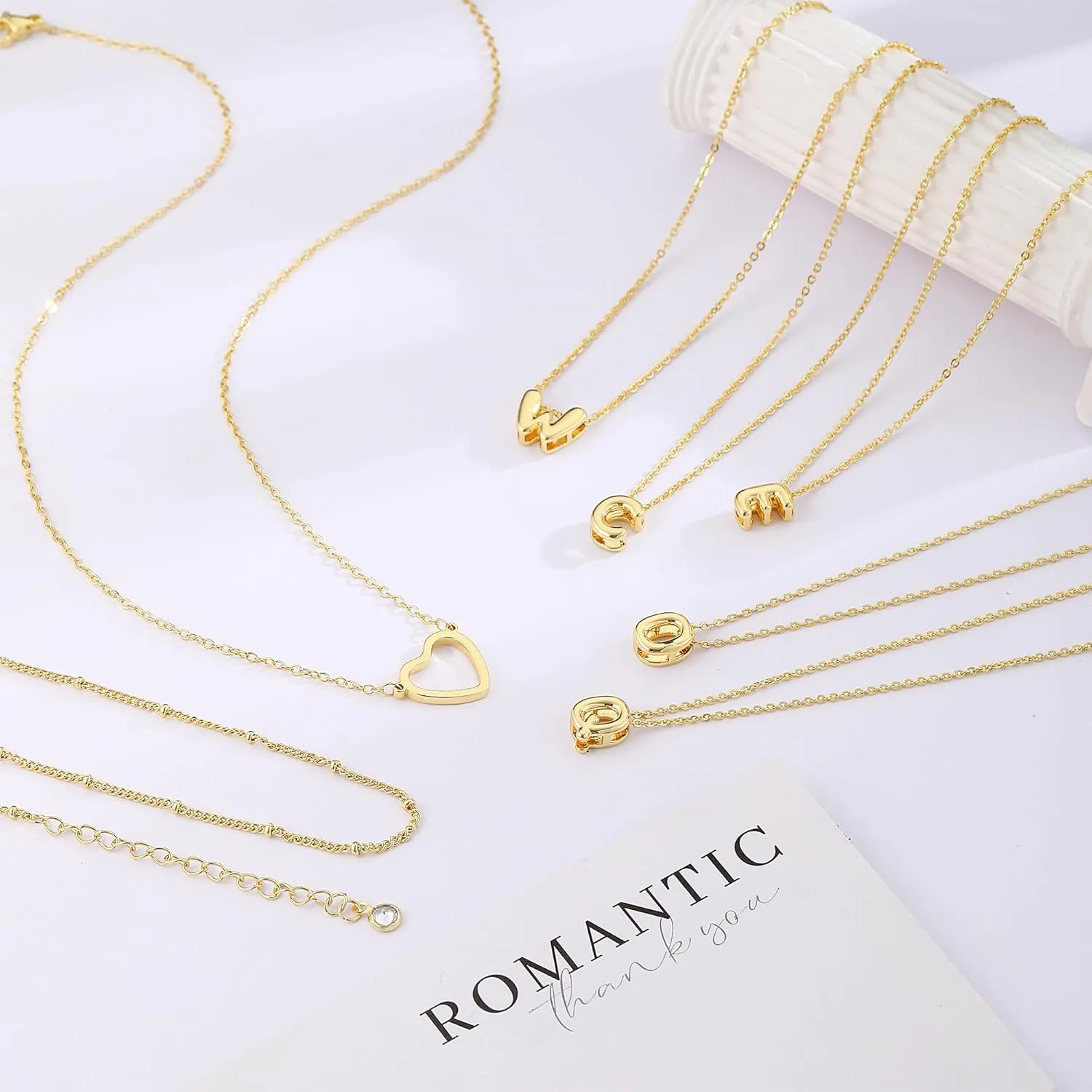 ASCOMY Gold Necklace for Women 14K Gold Plated Initial Necklaces Layered Heart Letter Necklace Layered Heart Pendant Necklace Alphabet A-Z Charm Necklaces Personalized Jewelry Gift for Women