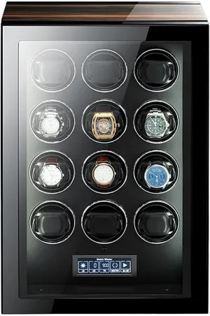 Automatic Watch Winder with Remote Control, 5 Rotation Modes, Ultra-Quiet Motor, LCD Display & LED Lighting, AC Adapter or Battery Powered - 24 Epitope(12 epitope)