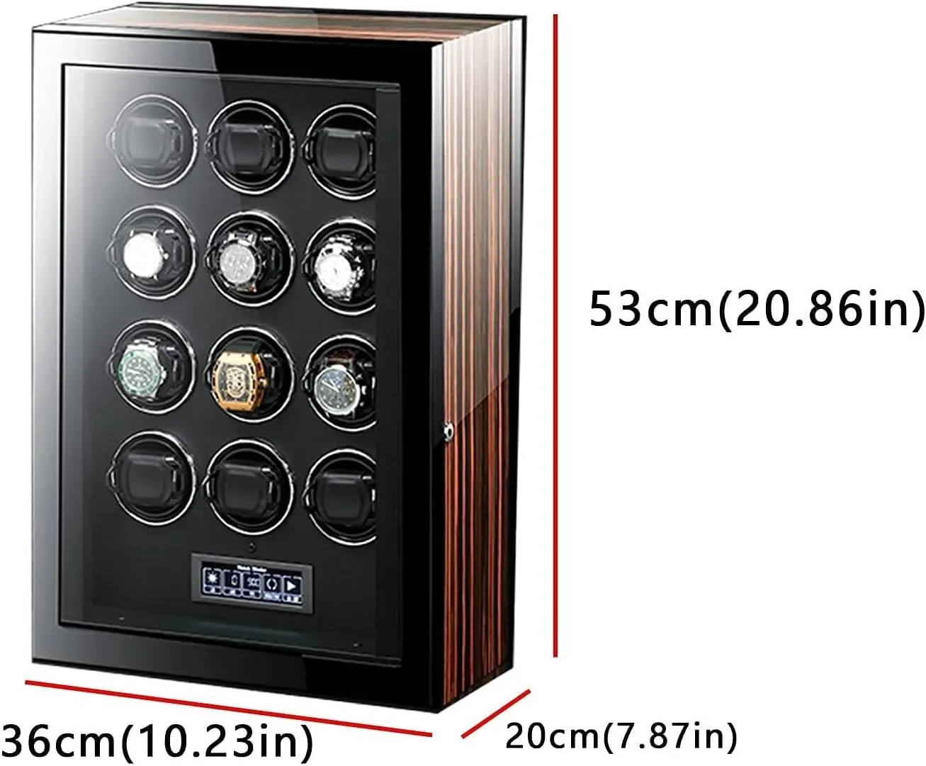 Automatic Watch Winder with Remote Control, 5 Rotation Modes, Ultra-Quiet Motor, LCD Display & LED Lighting, AC Adapter or Battery Powered - 24 Epitope(12 epitope)