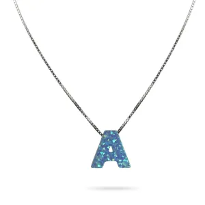 Avnis Initial Necklace – White Opal Letter Pendant Personalized Letter Necklace – Sterling Silver Necklace – 16 inch   2 inch Extension J