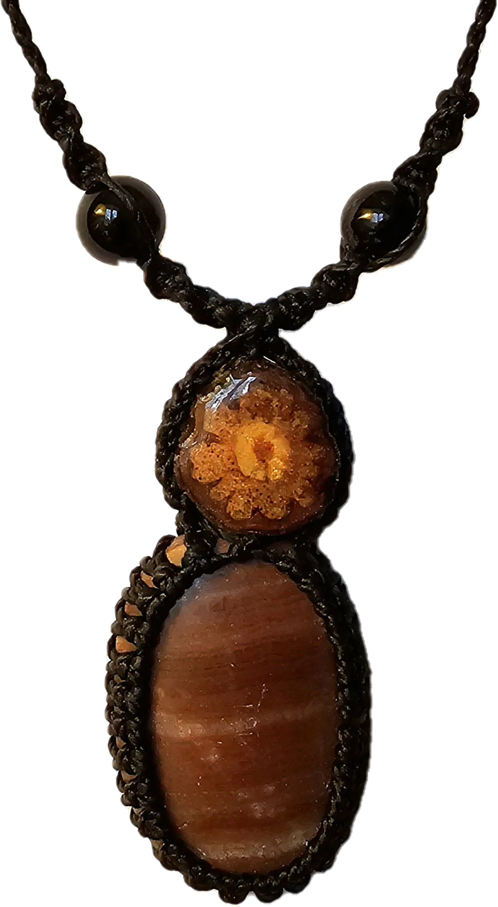 Ayahuasca vine and red jasper macrame necklace