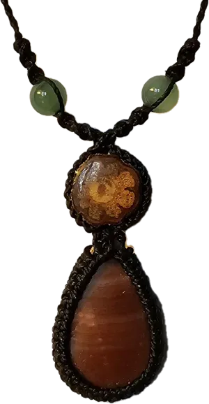 Ayahuasca vine and red jasper macrame necklace