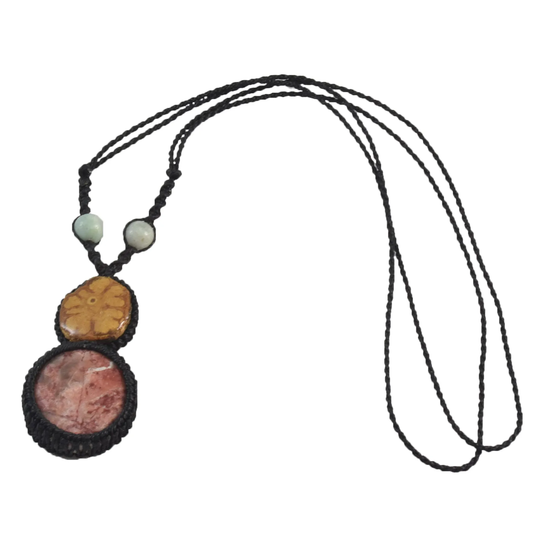 Ayahuasca vine and red jasper macrame necklace