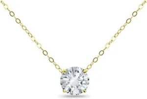 B. BRILLIANT Dainty Solitaire Pendant Necklace for Women with Jewelry Gift Box  CZ Short Choker Collar Necklace - Round Cubic Zirconia Sterling Silver Necklaces