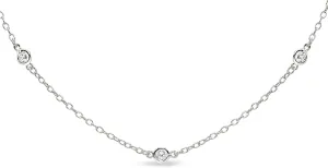 B. BRILLIANT Short Collar Choker CZ Station Chain Necklace for Women Sterling Silver Necklaces, 13 Inches plus 3 Inch Extender