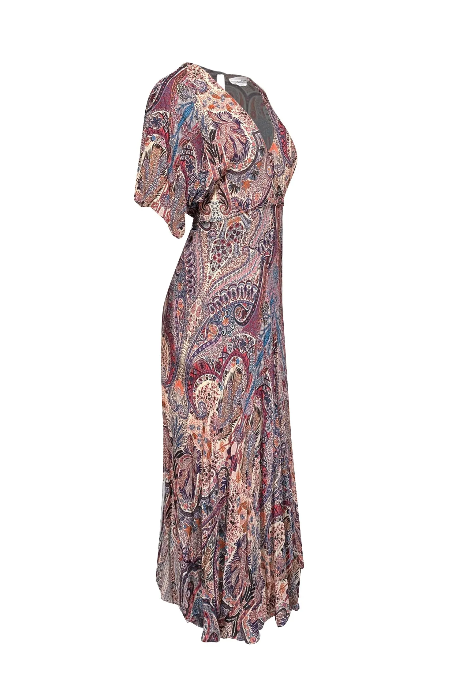 Ba&sh - Beige, Purple, & Orange Paisley Print Midi Dress Sz 6