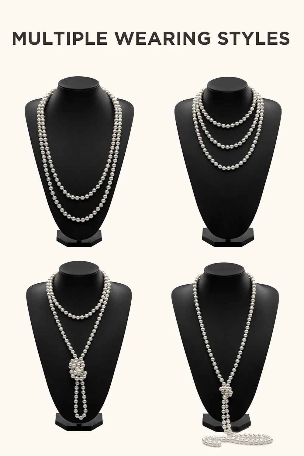 BABEYOND 1920s Flapper Accessories Great Gatsby Costume Accessories 20s Flapper Headband Pearl Necklace Gloves Plastic Holder