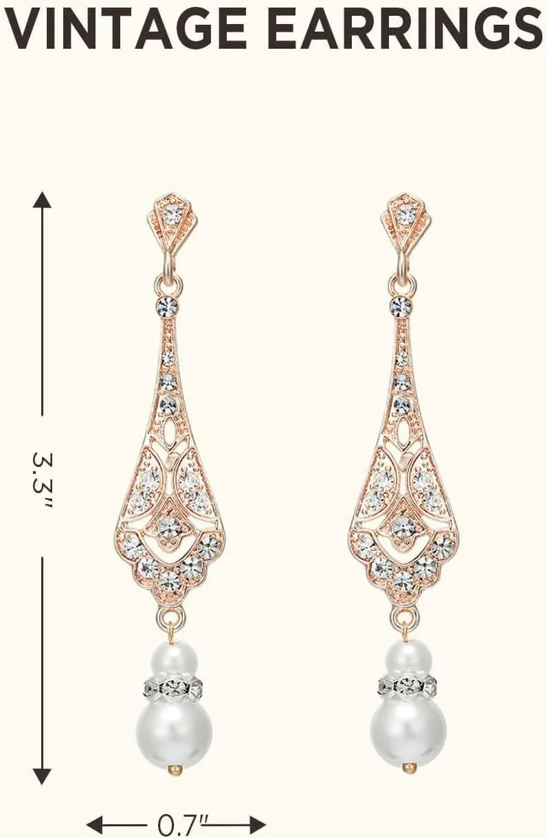 BABEYOND 1920s Flapper Accessories Great Gatsby Costume Accessories 20s Flapper Headband Pearl Necklace Gloves Plastic Holder