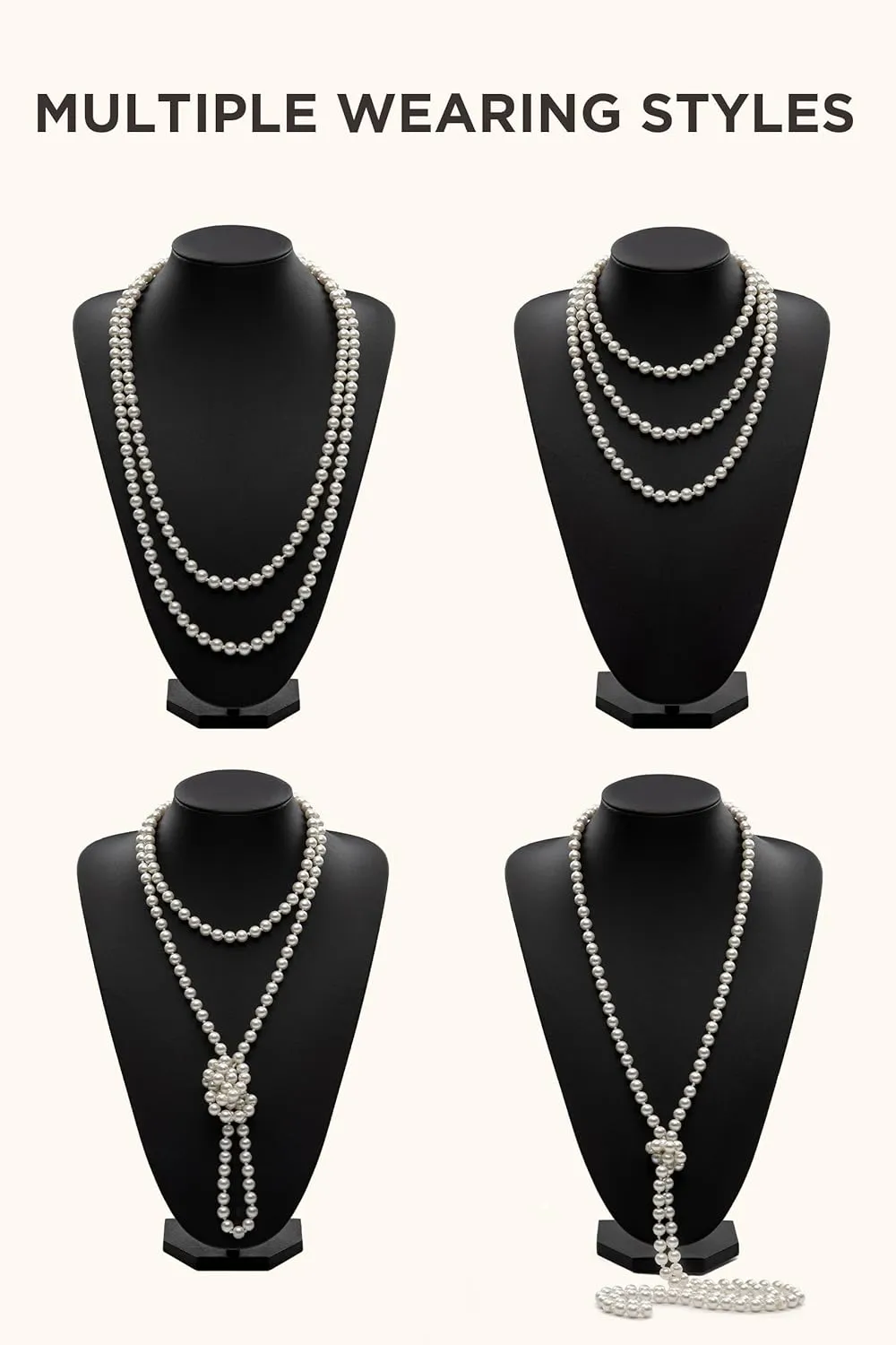 BABEYOND 1920s Flapper Accessories Great Gatsby Costume Accessories 20s Flapper Headband Pearl Necklace Gloves Plastic Holder