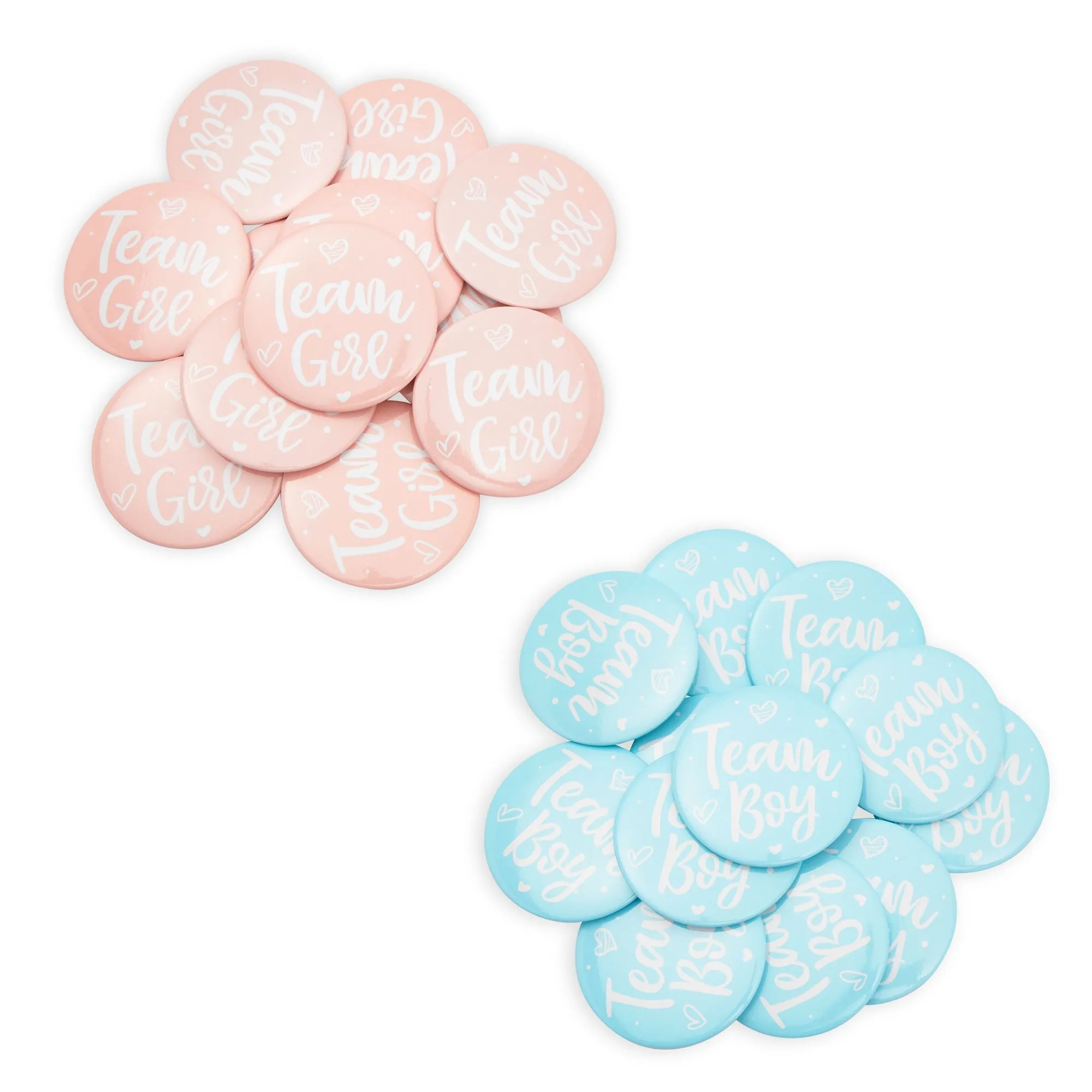 Baby Gender Reveal Party Favors, Team Boy and Girl Button Pins, Bead Necklaces (48 Pieces)