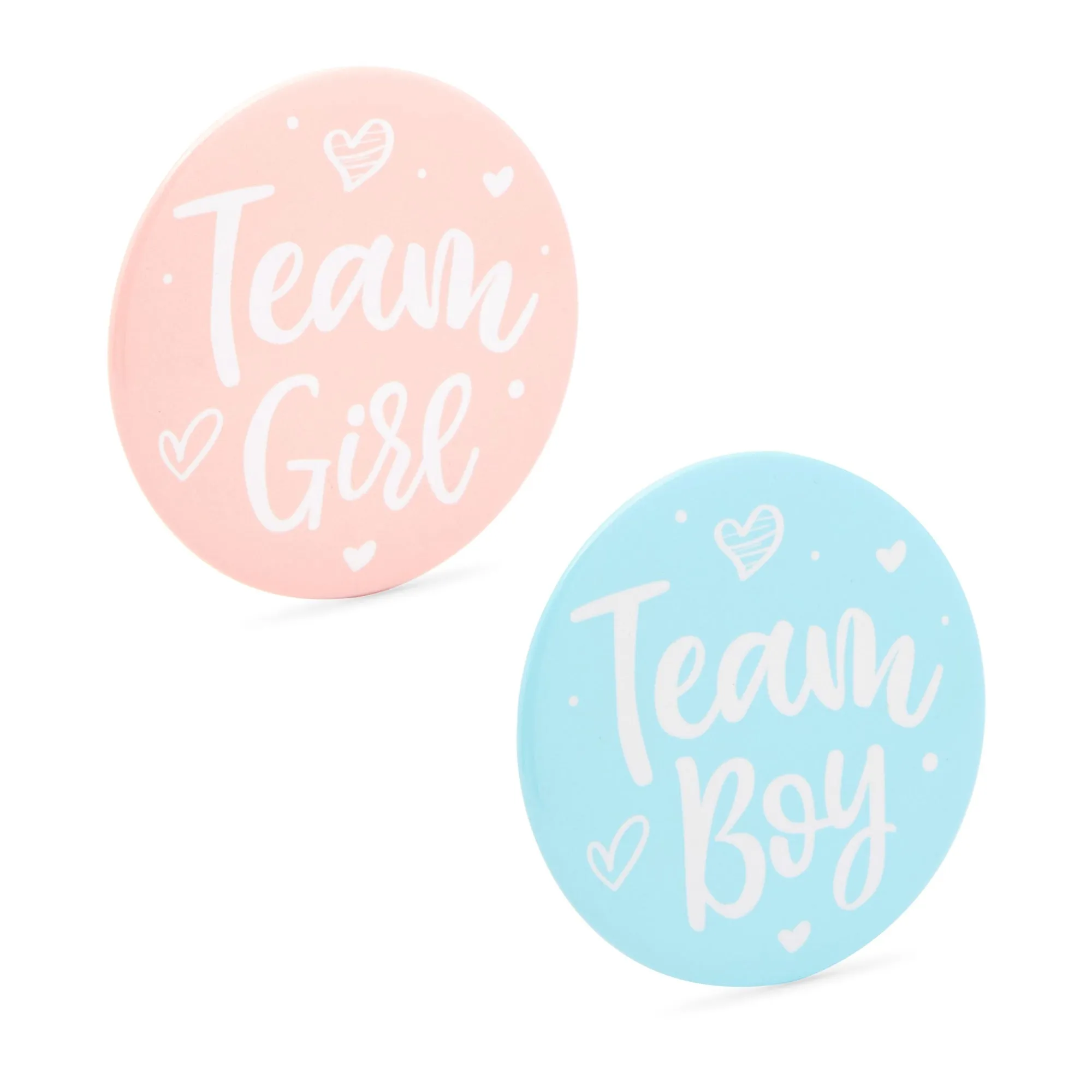 Baby Gender Reveal Party Favors, Team Boy and Girl Button Pins, Bead Necklaces (48 Pieces)