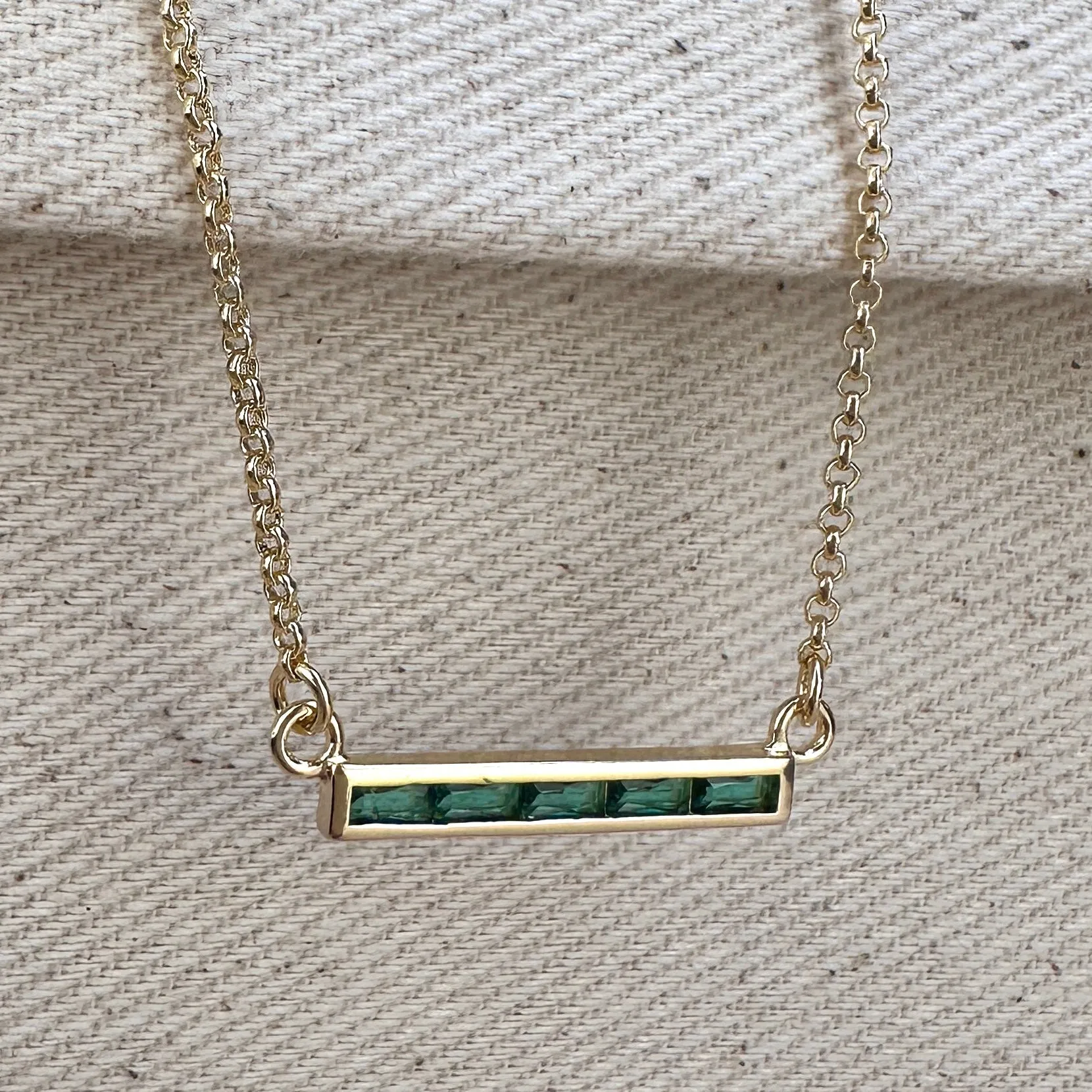Baguette CZ Bar Necklace