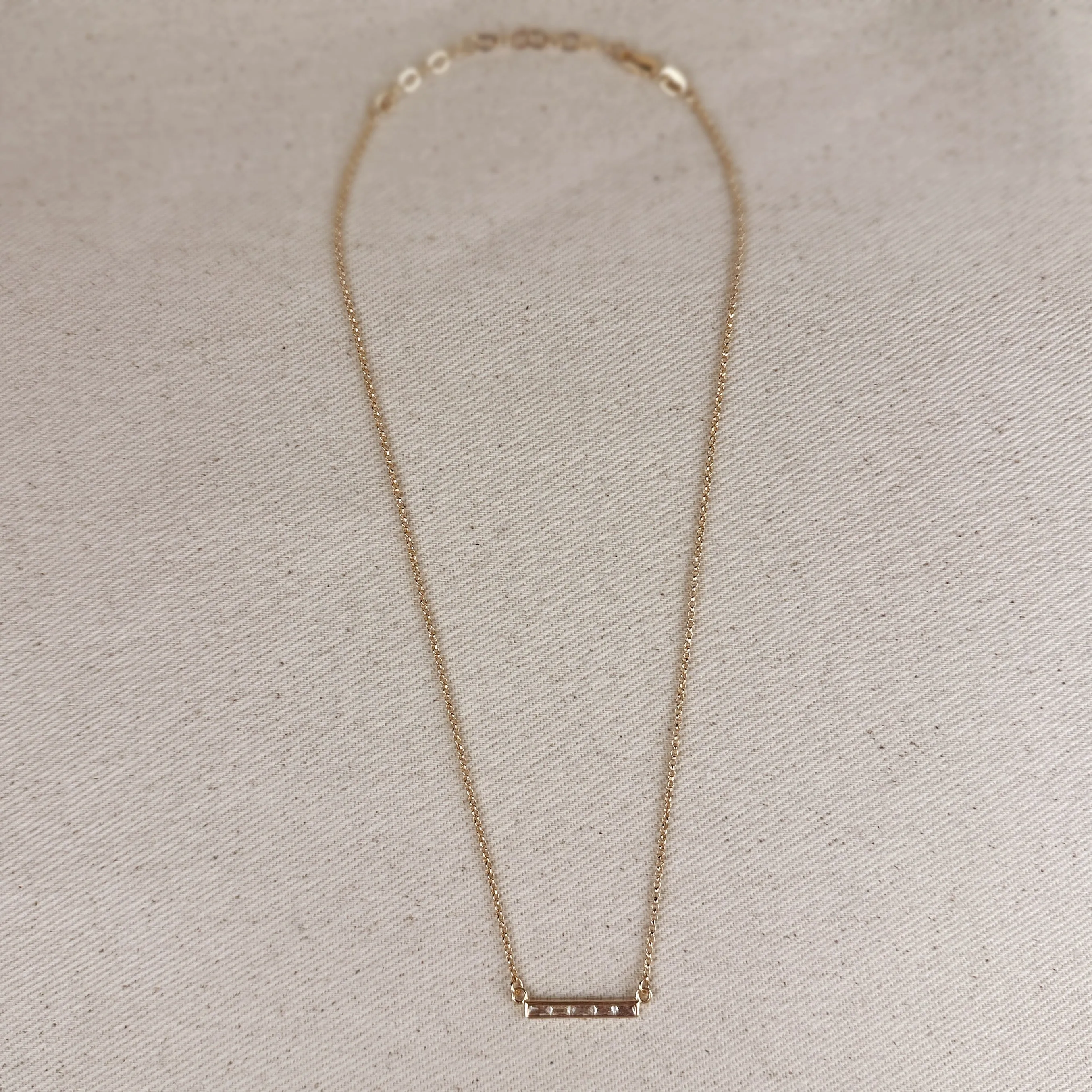 Baguette CZ Bar Necklace