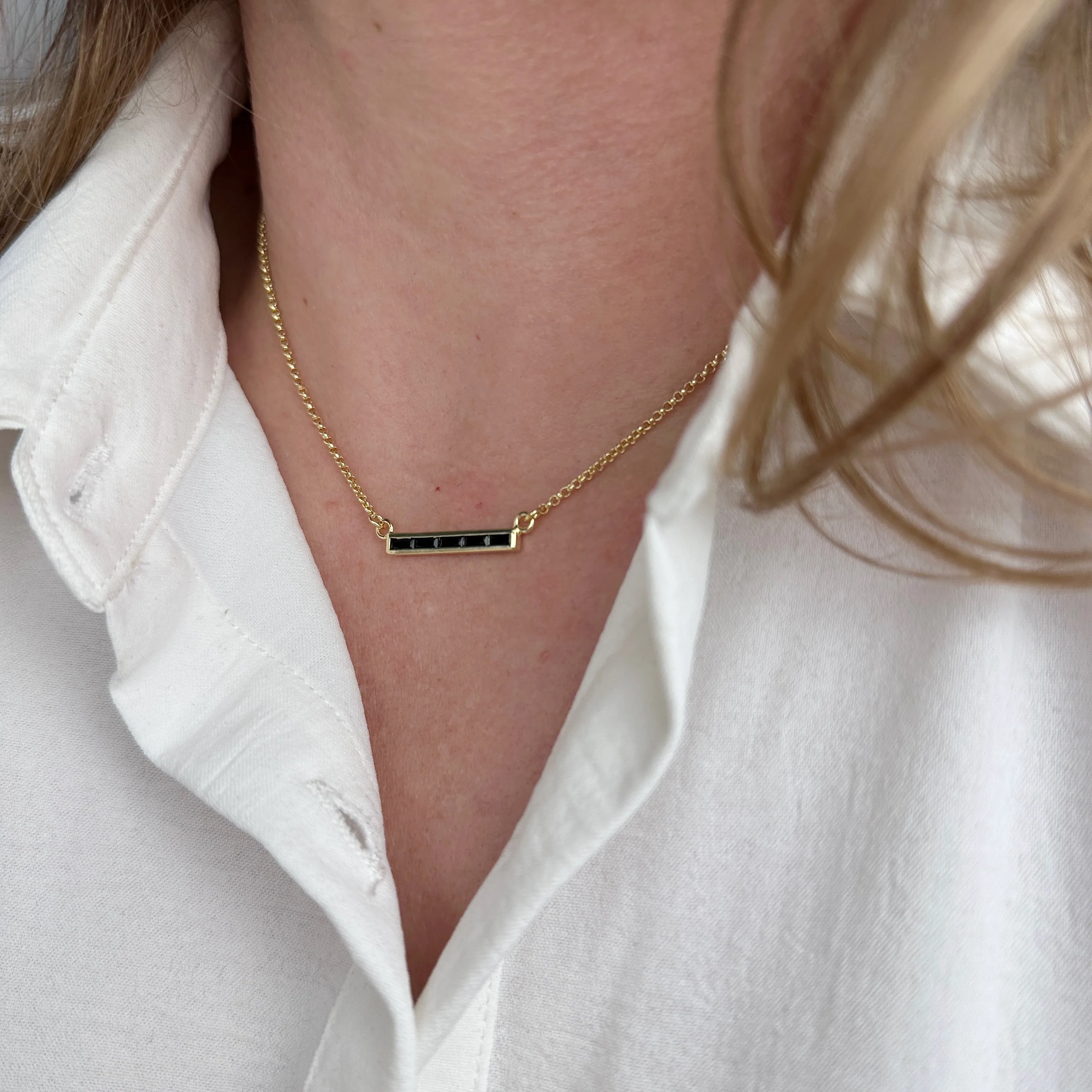 Baguette CZ Bar Necklace