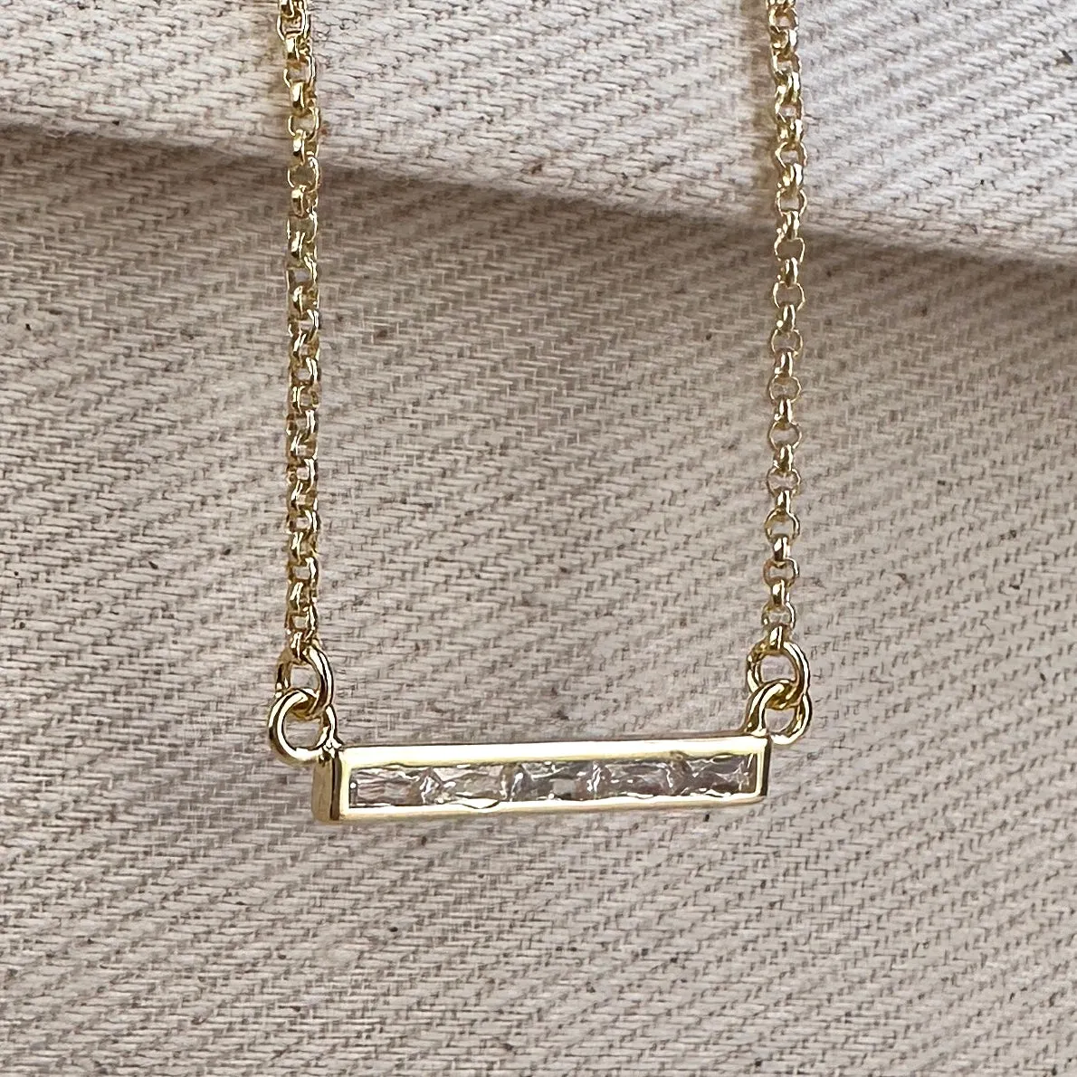 Baguette CZ Bar Necklace