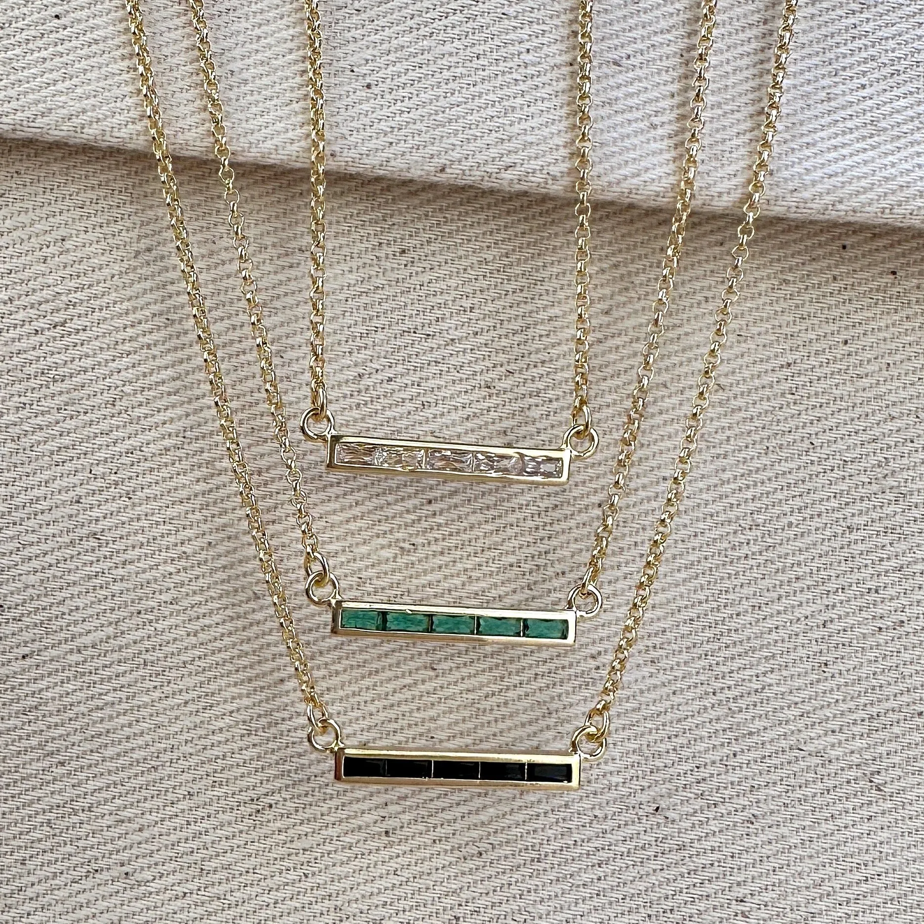 Baguette CZ Bar Necklace