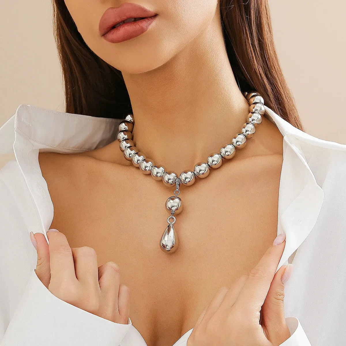 ball chain necklace Heart Pendant Choker Collar