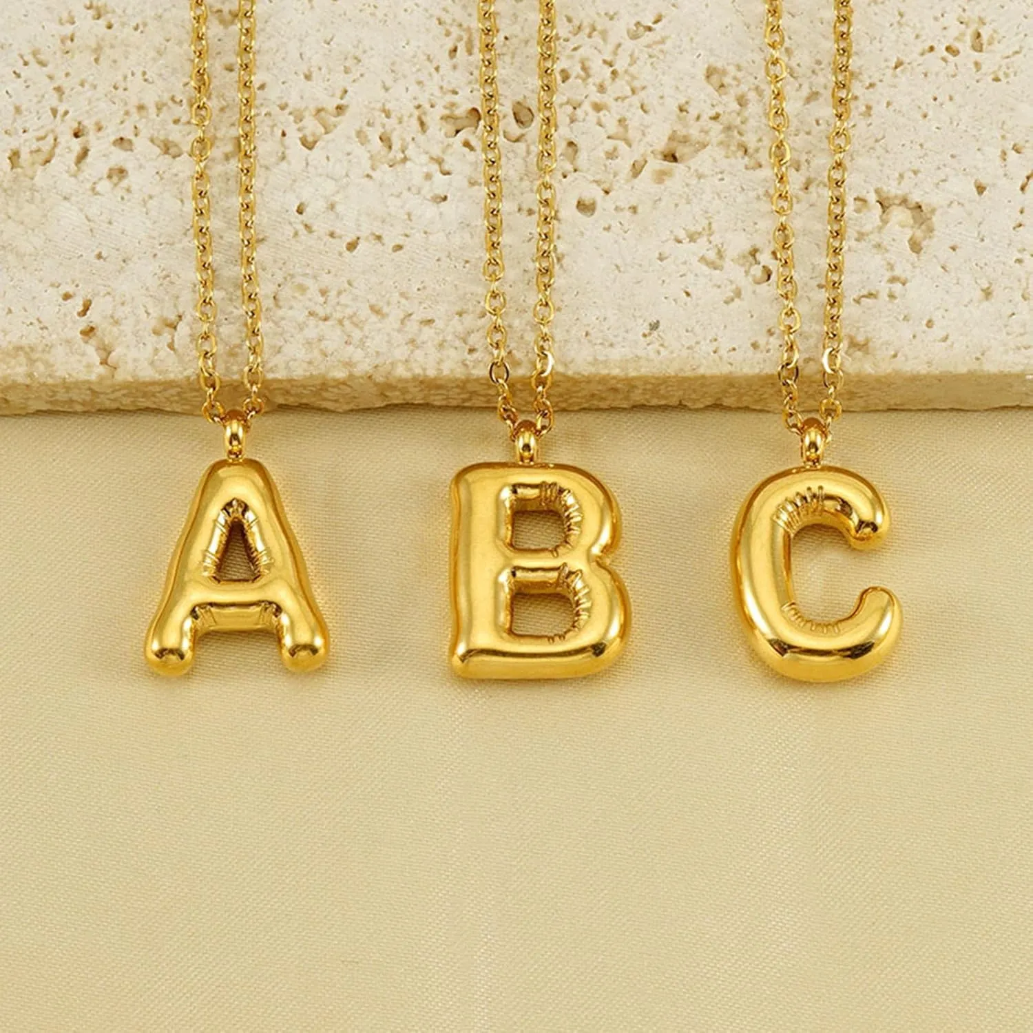 Balloon Bubble Letter Necklace，18K Gold Name Letter Alphabet Pendant，Layered Gold Necklaces, for Women Girls Name Personalized Jewelry Gift