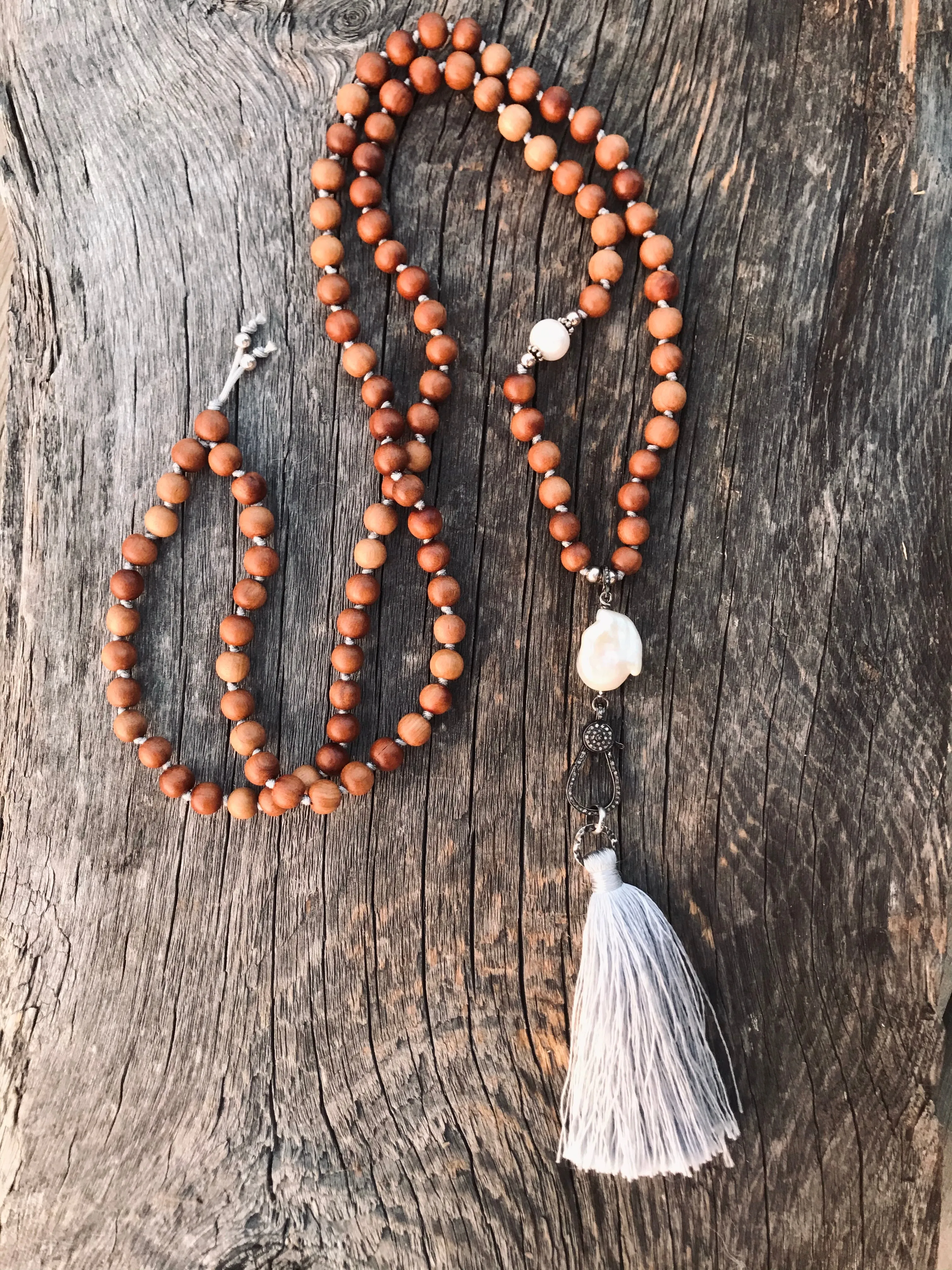 Baroque Pearl Diamonds & Sandalwood Necklace