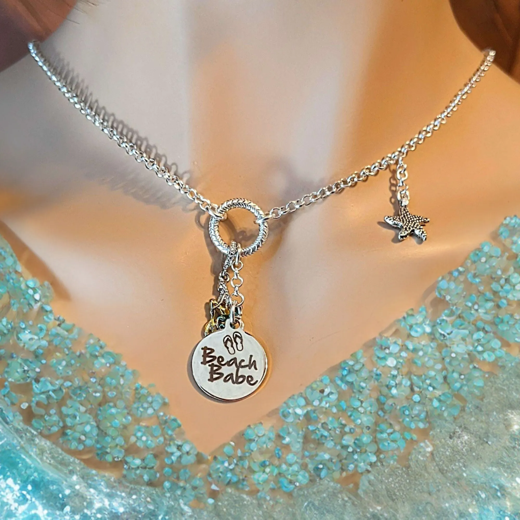 Beach Babe Mermaid Charm Keeper Necklace - 18-24 inch