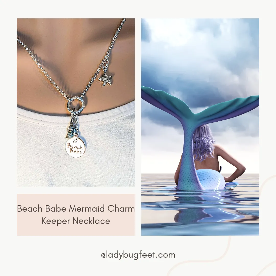 Beach Babe Mermaid Charm Keeper Necklace - 18-24 inch