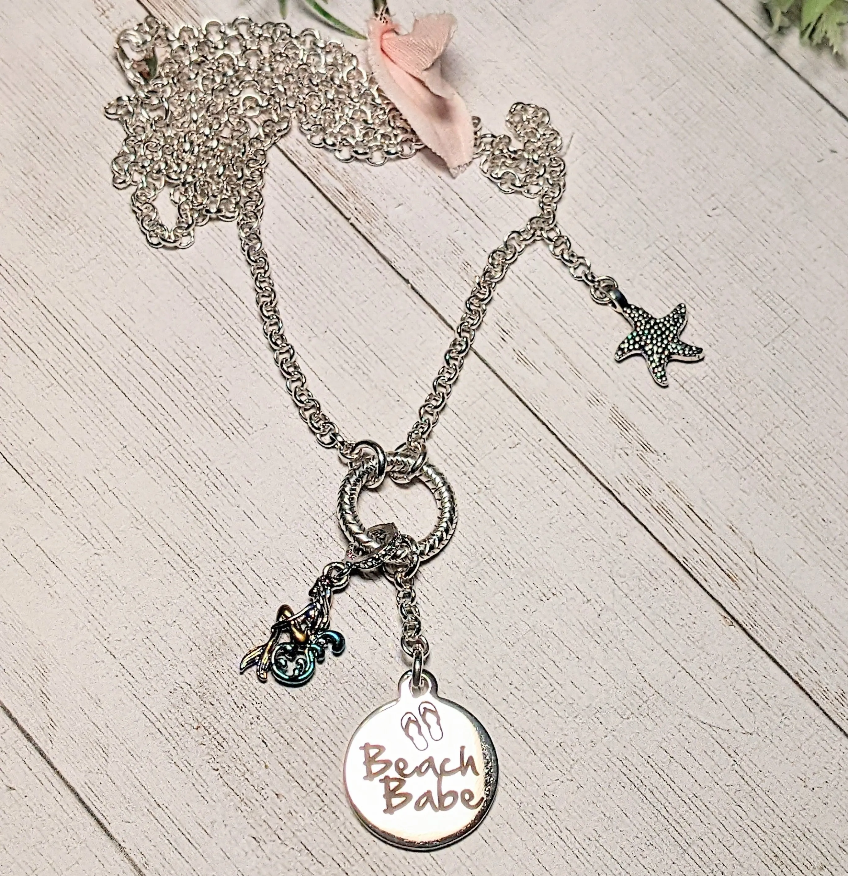 Beach Babe Mermaid Charm Keeper Necklace - 18-24 inch