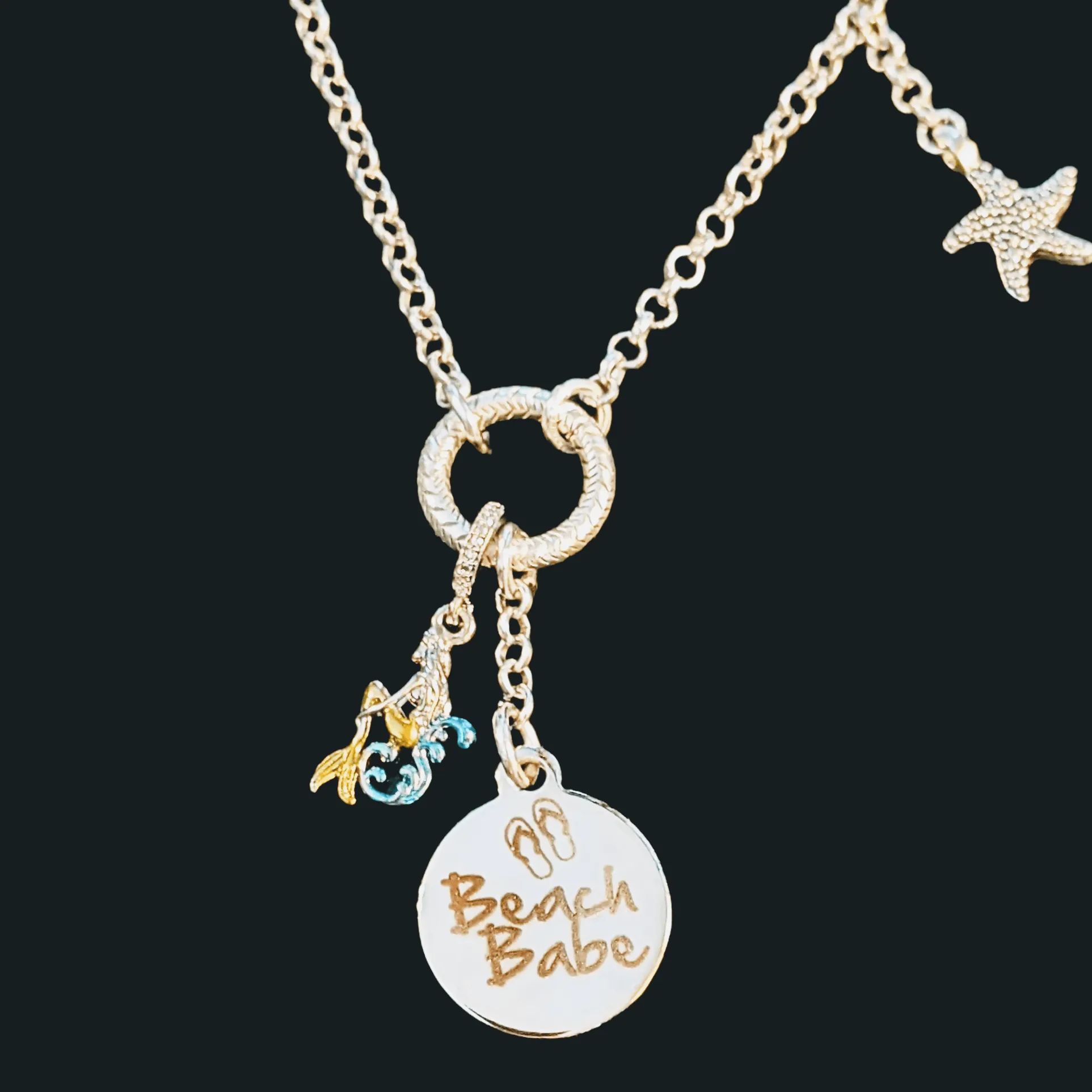 Beach Babe Mermaid Charm Keeper Necklace - 18-24 inch