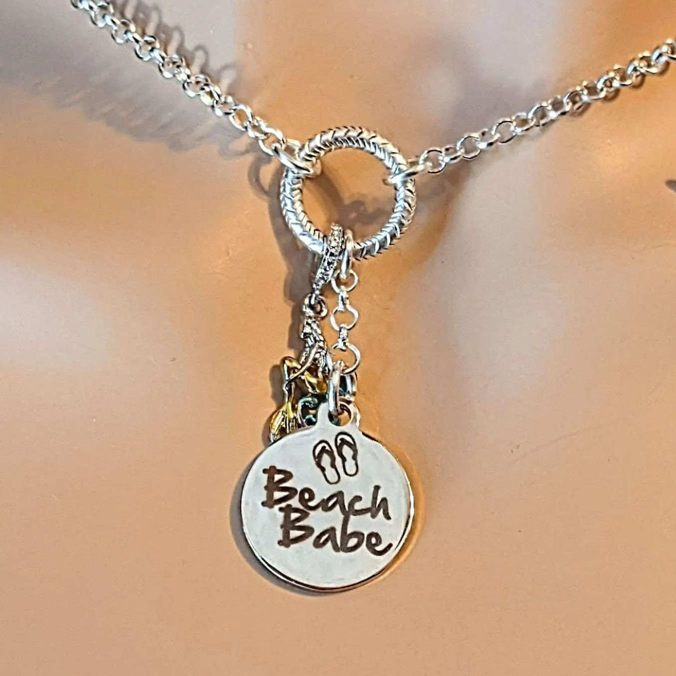 Beach Babe Mermaid Charm Keeper Necklace - 18-24 inch