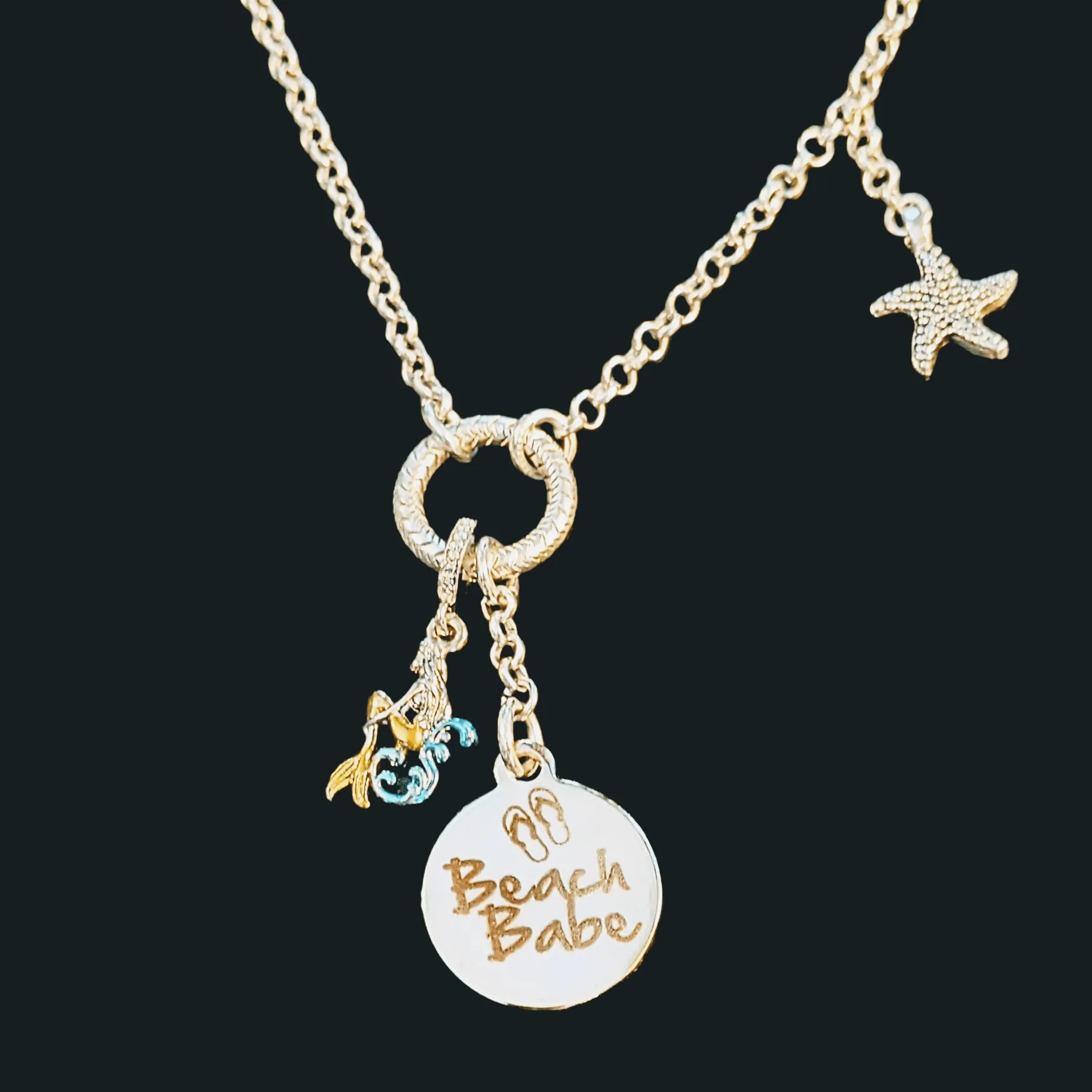 Beach Babe Mermaid Charm Keeper Necklace - 18-24 inch