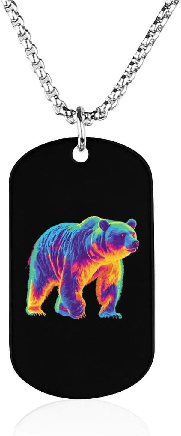 Bear Thermal Imaging Fashion Necklace with Personalized Pendant Lightweight Chain for Men Women