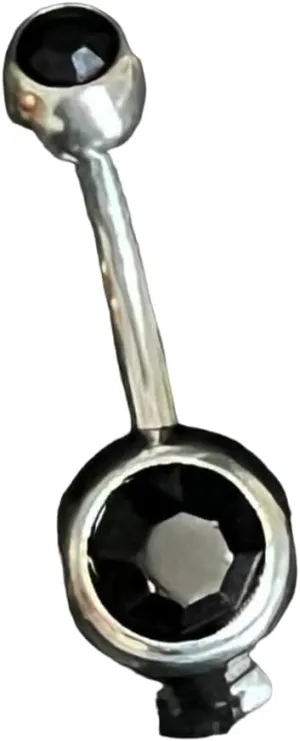 Beautiful Surgical Steel Double CZ Gem Ball Belly Ring - Pierced Navel - Body Jewelry