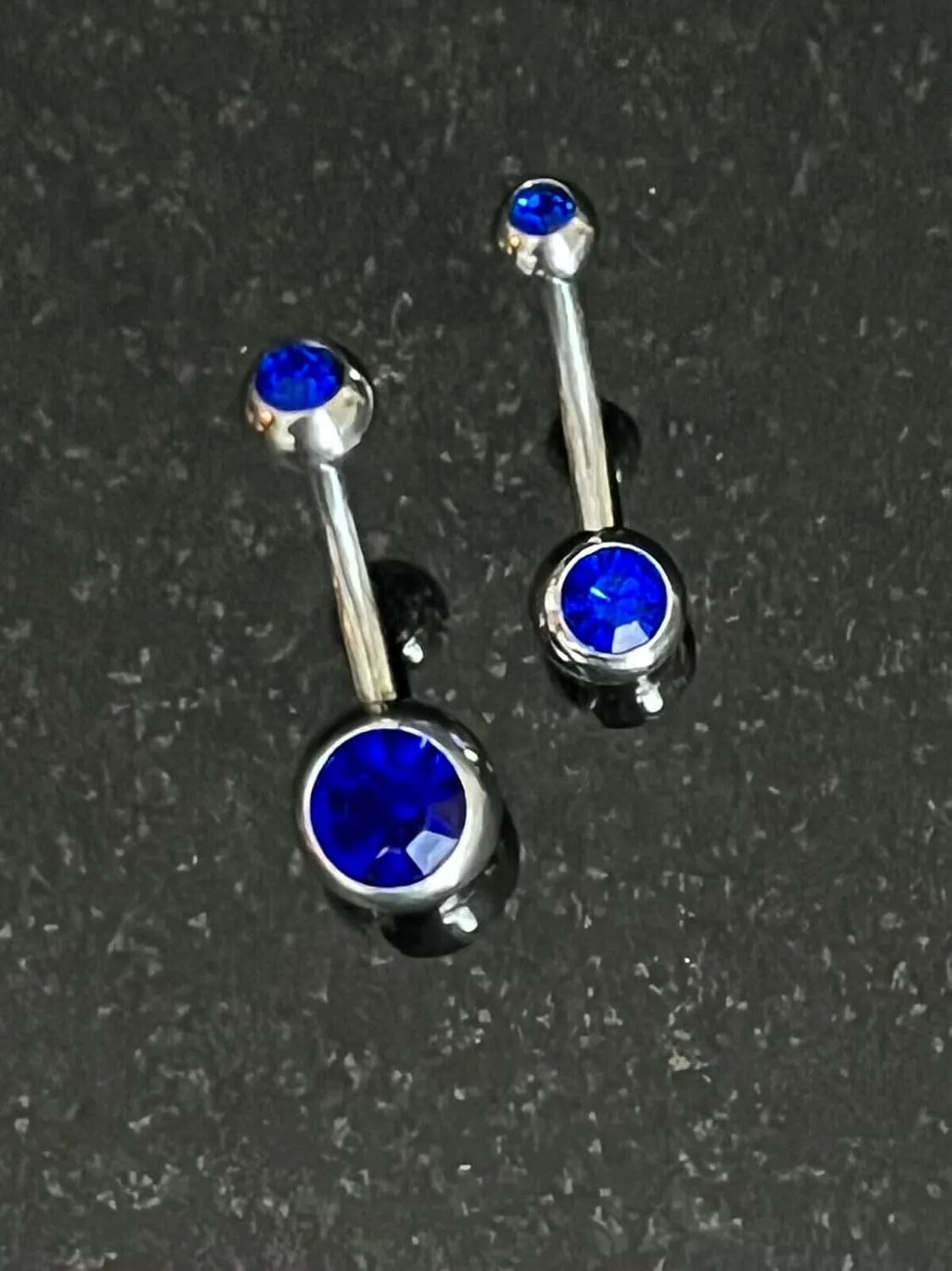 Beautiful Surgical Steel Double CZ Gem Ball Belly Ring - Pierced Navel - Body Jewelry